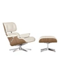Vitra - Lounge Chair & Ottoman, poliert, Nussbaum weiss pigmentiert, Leder Premium F snow (neue Masse)