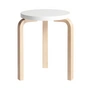 Artek - 60 Hocker, weiss lackiert/ Birke natur