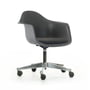 Vitra - Eames Plastic Armchair PACC, basalt, mit Sitzpolster Hopsak (dunkelgrau), Rollen für harte Böden