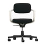 Vitra - Allstar Bürostuhl, Sitz- und Rückenlehne Hopsack nero, Armlehnenbügel weiss, weiche Rollen