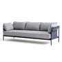 Hay - Can Sofa, 3-Sitzer, schwarz / Canvas blau / Surface 120 hellgrau