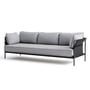 Hay - Can Sofa, 3-Sitzer, schwarz / Canvas grau / Surface 120 hellgrau
