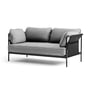 Hay - Can Sofa, 2-Sitzer, schwarz / Canvas grau / Surface 120 hellgrau