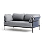 Hay - Can Sofa, 2-Sitzer, schwarz / Canvas blau / Surface 120 hellgrau