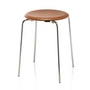Fritz Hansen - Dot Hocker, Leder walnussfarben / Untergestell Chrom