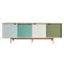 Andersen Furniture - S1 Sideboard, Eiche geseift/ Türen Dali (hellblau), Capri (türkis), Alpino (weiss), Pale Olive (blassgrün)