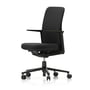 Vitra - Pacific Chair mittelhoch, Armlehnen verstellbar, Fünfstern-Gestell schwarz, Rollen Teppichboden, Sitz und Rücken schwarz / nero (Plano)