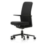 Vitra - Pacific Chair hoch, Armlehnen verstellbar, Fünfstern-Gestell schwarz, Rollen Teppichboden, Sitz und Rücken schwarz / nero (Plano)