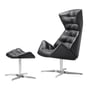 Thonet - 808 Lounge-Sessel, Gestell Edelstahl / schwarz (Nappaleder 500) + gratis 808 Hocker