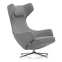 Vitra - Grand Repos Sessel, Cosy 2 hellgrau (01 kieselgrau), Aluminium poliert (Filzgleiter)