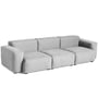 Hay - Mags Soft Sofa 3-Sitzer, Kombination 1 / Armlehne niedrig, hellgrau (Linara 443) / Nähte: hellgrau