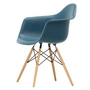 Vitra - Eames Plastic Armchair DAW RE, Esche honigfarben / meerblau (Filzgleiter weiss)