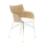 Kartell - Q/Wood Armlehnstuhl, verchromt / weiss / Esche hell