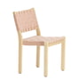 Artek - Stuhl 611, Birke klar lackiert / Leinengurte natur-rot gemustert