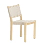Artek - Stuhl 611, Birke klar lackiert / Leinengurte natur-weiss gemustert