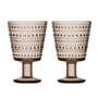 Iittala - Kastehelmi Trinkglas mit Fuss 26 cl, leinen (2er-Set)