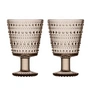 Iittala - Kastehelmi Trinkglas mit Fuss 26 cl, leinen (2er-Set)
