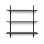 Ferm Living - Sector Wandregal triple, 87 cm, Esche schwarz / Messing schwarz