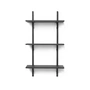 Ferm Living - Sector Wandregal triple, 54 cm, Esche schwarz / Messing schwarz