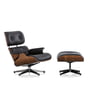 Vitra - Lounge Chair & Ottoman, poliert / Seiten schwarz, Nussbaum schwarz pigmentiert, Premium Leder F nero (neue Masse)