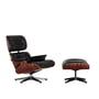 Vitra - Lounge Chair & Ottoman, poliert / Seiten schwarz, Santos Palisander, Leder Premium F nero (neue Masse)