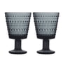 Iittala - Kastehelmi Trinkglas mit Fuss 26 cl, dunkelgrau (2er-Set)
