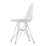 Vitra - Eames Plastic Side Chair DSR mit Sitzpolster, verchromt / weiss (Filzgleiter basic dark)
