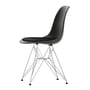 Vitra - Eames Plastic Side Chair DSR mit Sitzpolster, verchromt / tiefschwarz (Filzgleiter basic dark)