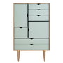 Andersen Furniture - S5 Kommode, Eiche geseift / Fronten ocean grey