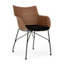 Kartell - Q/Wood Armlehnstuhl mit Sitzpolster, schwarz / schwarz / Buche dunkel