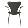 Fritz Hansen - Serie 7 Armlehnstuhl Frontpolsterung, Chrom / Walnuss natur / Vanir granite brown (373)