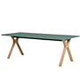 Andersen Furniture - Space Ausziehtisch 95 x 220 cm, Eiche weiss pigmentiert / Laminat dunkelgrün (Fenix 0750)