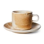 HKliving - Chef Ceramics Tasse mit Untertasse, 220 ml, rustic cream / brown