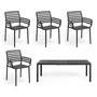 Nardi - Doga Armlehnstuhl (4x) + Rio Alu Ausziehtisch 140, anthrazit