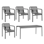 HAY - Palissade Tisch + 4x Dining Armchair, anthrazit