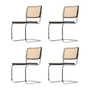 Thonet - S 32 V Stuhl, Chrom / Buche schwarz gebeizt (TP 29) / Rohrgeflecht mit Kunststoffstützgewebe (4er-Set)