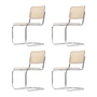 Thonet - S 32 V Stuhl, Chrom / Buche weiss lasiert (TP 200) / Rohrgeflecht mit Kunststoffstützgewebe (4er-Set)