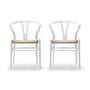Carl Hansen - CH24 Wishbone Chair, Buche soft white / Naturgeflecht (2er-Set)
