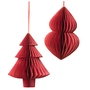 Broste Copenhagen - Christmas Mix Deko-Anhänger, Tannenbaum & Zapfen, Ø 13 x H 13 cm, pompeian red (2er-Set)