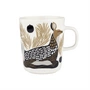 Marimekko - Oiva Peura Becher mit Henkel, 250 ml, weiss / coal / mud / hellgrau / rot
