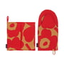 Marimekko - Pieni Unikko Ofenhandschuh & Topflappen, beige / rot (2er-Set)