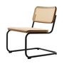 Thonet - S 32 VL Lounge Stuhl, Stahl tiefschwarz (RAL 9005) / Nussbaum mit Naturholzlack lackiert / Rohrgeflecht mit Kunststoffstützgewebe 