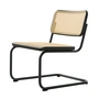 Thonet - S 32 VL Lounge Stuhl, Stahl tiefschwarz (RAL 9005) / Buche schwarz gebeizt (TP 29) / Rohrgeflecht mit Kunststoffstützgewebe 