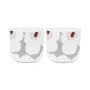 Marimekko - Oiva Unikko Becher, 200 ml, weiss / hellgrau / rot (2er-Set) (Pre-Spring 2024)