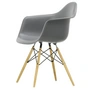Vitra - Eames Plastic Armchair DAW RE, Ahorn gelblich / granitgrau (Filzgleiter basic dark)