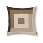 Ferm Living - Border Patchwork Kissen, 50 x 50 cm, coffee / dark sand