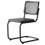 Thonet - S 32 V Stuhl, schwarz RAL 9005 / Eiche gebeizt / Rohrgeflecht mit Kunststoffstützgewebe dark melange