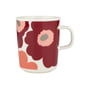 Marimekko - Oiva Unikko Becher mit Henkel, 250 ml, weiss / dark cherry / salmon red