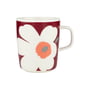 Marimekko - Oiva Unikko Becher mit Henkel, 250 ml, weiss / dark cherry / ash grey