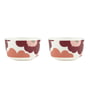 Marimekko - Oiva Unikko Schale, 250 ml, weiss / dark cherry / salmon red (2er-Set)